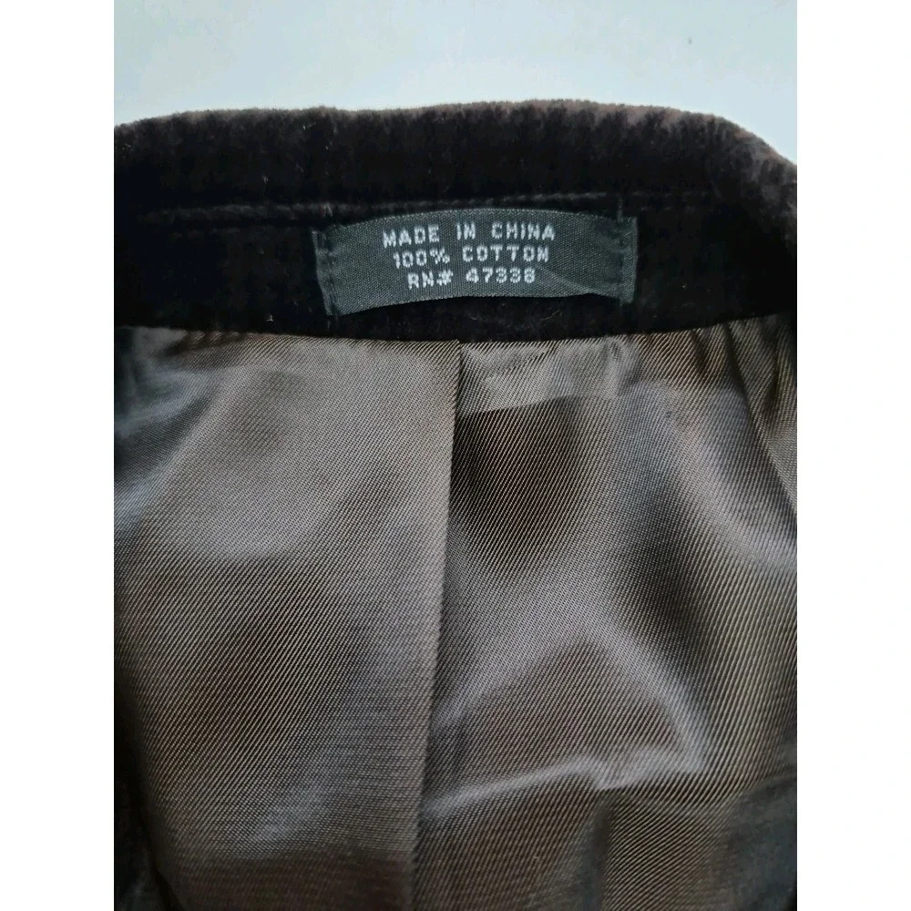 Jones New York Mens Sports Coat 42S Dark Brown Velvet 2 Button Blazer J701